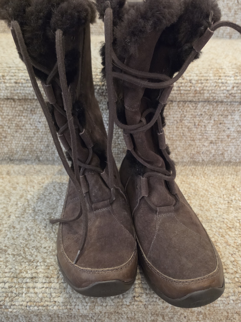 The North Face Womens Sz 9.5 Primaloft 200 Gram Insulation Boots Brown Suede Fur - Picture 5 of 6